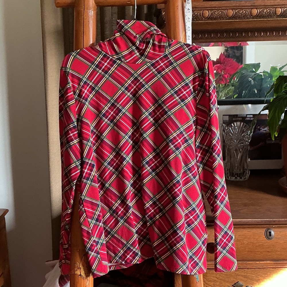 Talbots Red Plaid Turtleneck Tunic